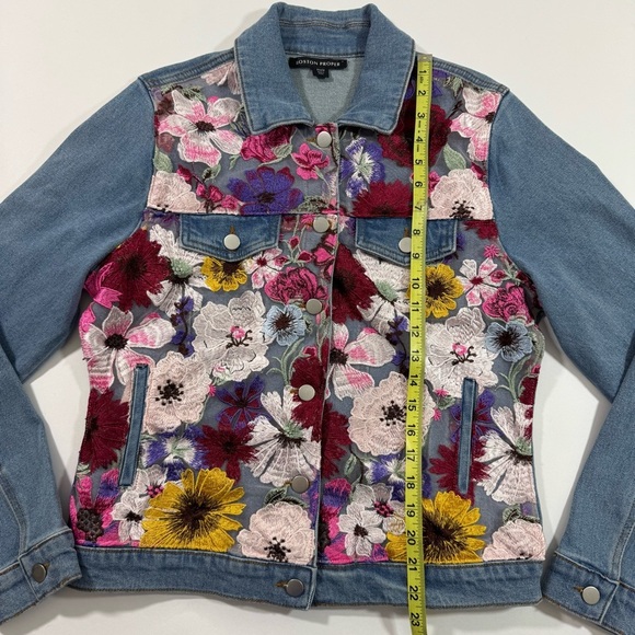 Boston Proper Floral Gardens Embroidered Denim Jacket - Picture 6 of 8